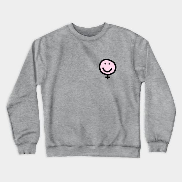 Small Female Smiley Face in Pink Crewneck Sweatshirt by ellenhenryart